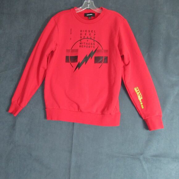 Diesel Sweatshirt Mens Small Red Hip Hop Geek Deep Space Streetwear Y2K 90s - Picture 1 of 9
